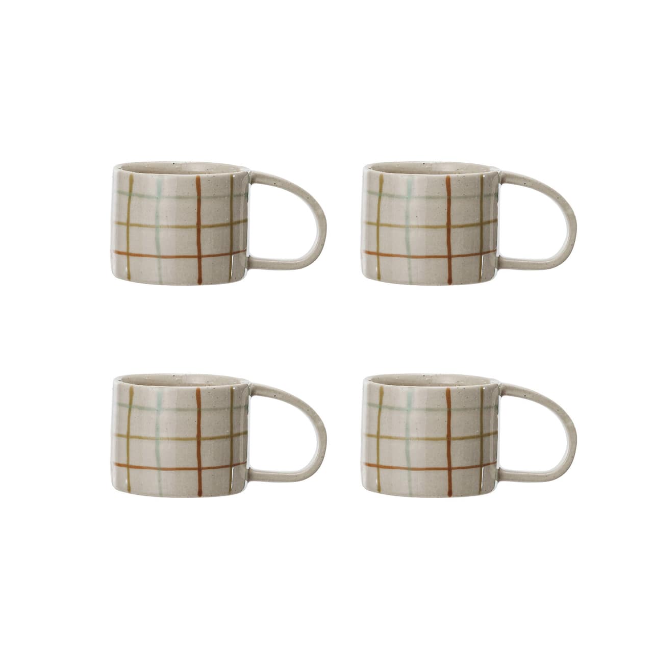 Hello Honey® 12oz. Multicolor Stoneware Mugs with Checkered Pattern, 4ct.